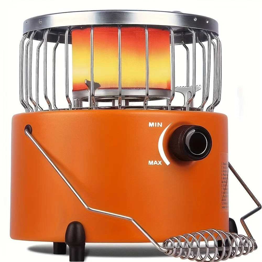 2in 1 Portable Propane Heater & Stove, 3680BTU-9000BTU, Outdoor Heater Gas Stove with Ignition