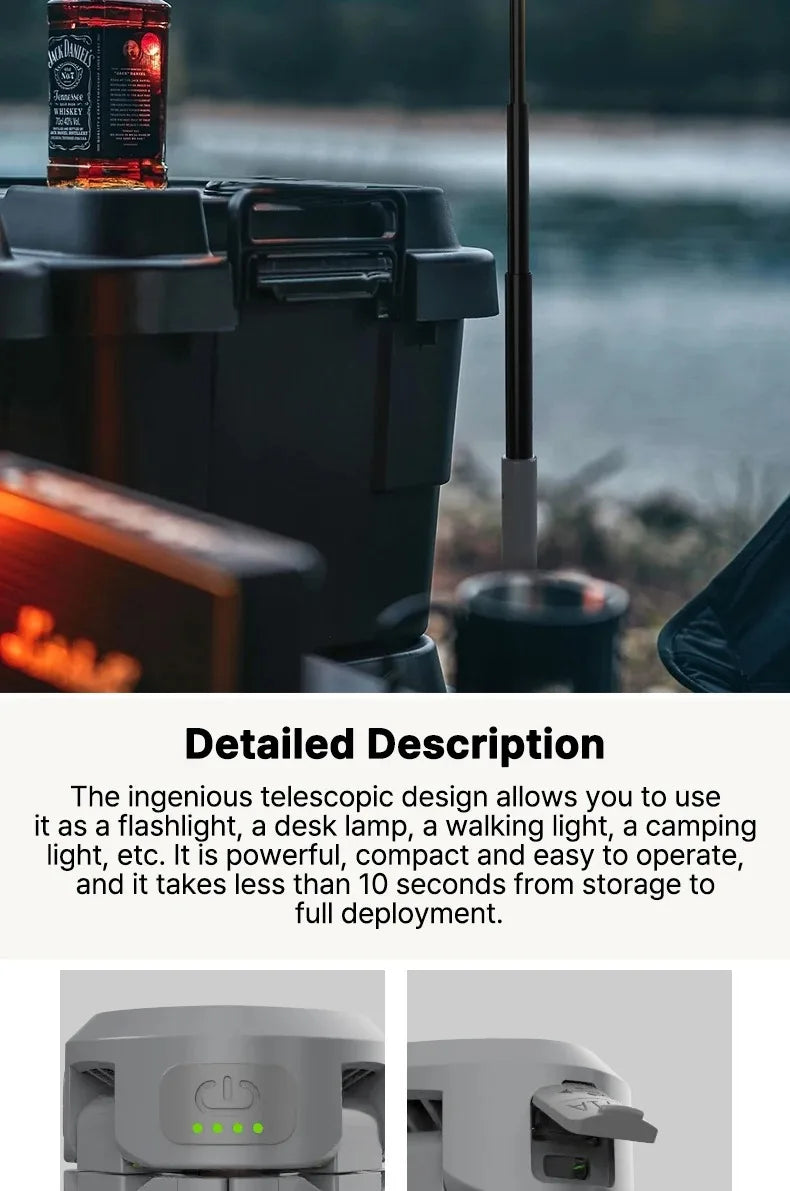 Folding Camping Light Portable Telescopic Lanterns USB Rechargeable 8000mAh Outdoor Waterproof Power Bank Lamp With Triangle Sta