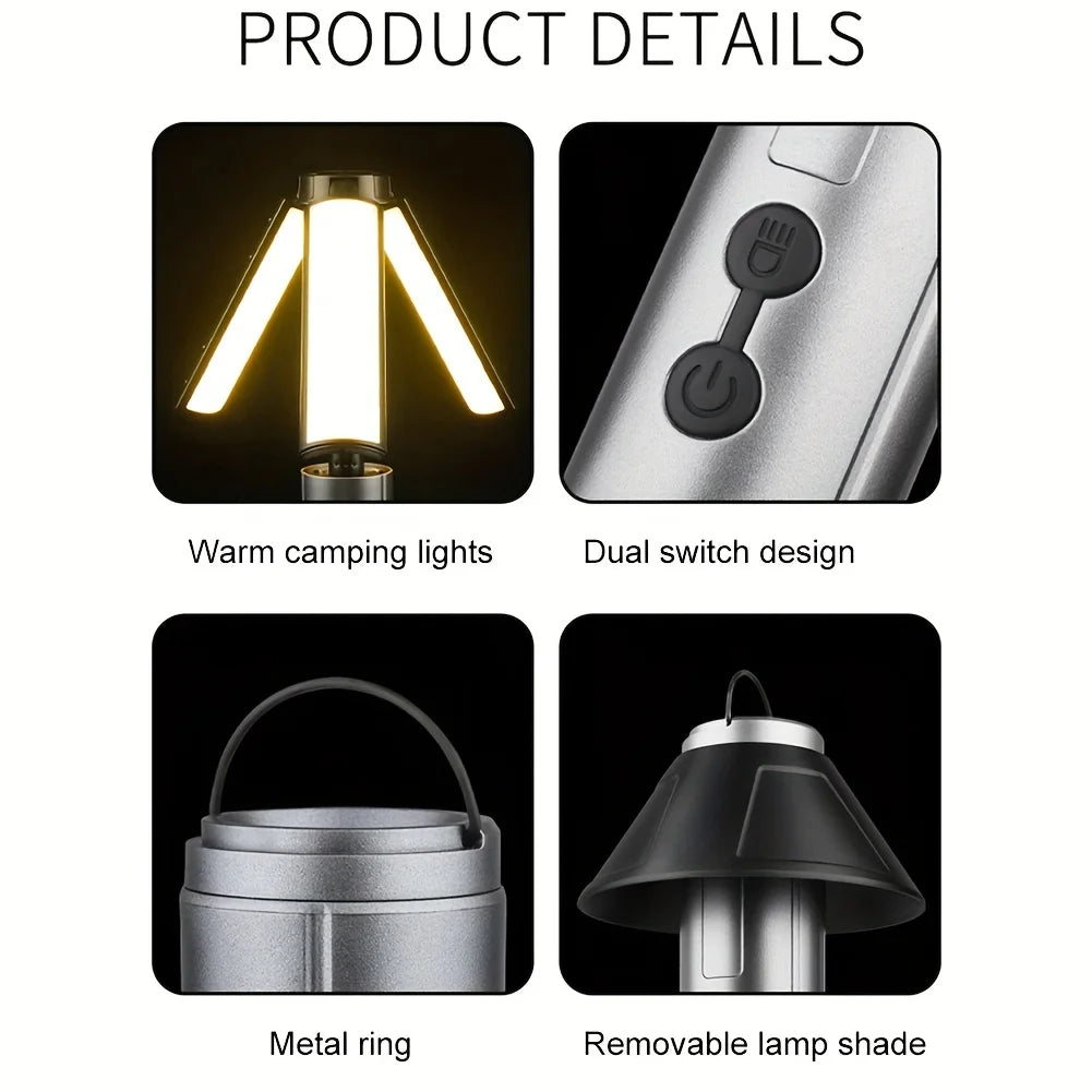 Folding Camping Light Portable Telescopic Lanterns USB Rechargeable 8000mAh Outdoor Waterproof Power Bank Lamp With Triangle Sta