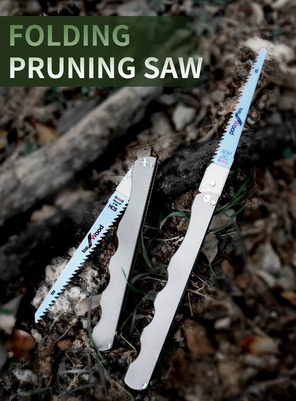 Safety Lock Folding Pocket Saw,6.8" Titanium Handle,High Carbon Steel Blade