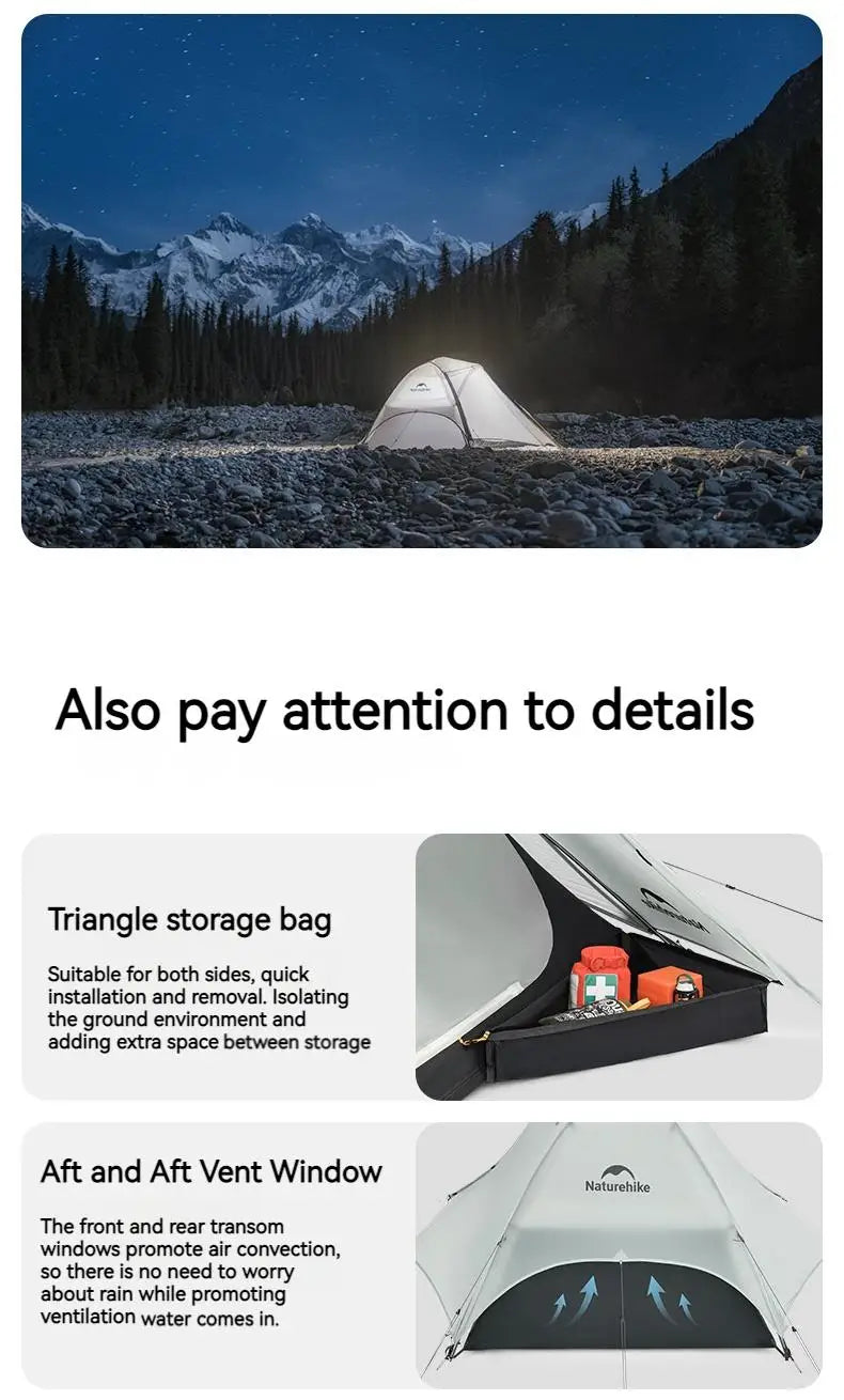 Naturehike Star River UL Camping Tent 3 Seasons Tent Ultralight Portable 2 Person 15D Silicone Outdoor Hiking Tents With Mat