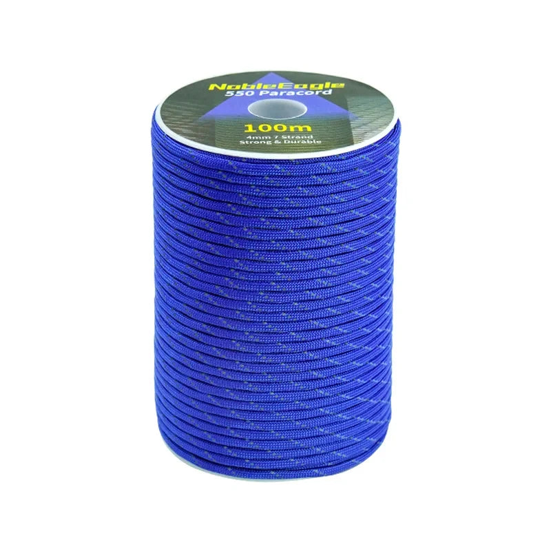 Reflective Paracord Rope Military 7 Strand 4mm 550 Tactical Parachute Cord Camping Tent Lanyard DIY Bracelet Weaving Rope
