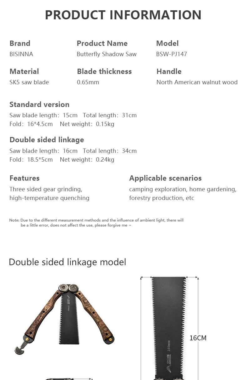 BISINNA 1pcs Double-sided Folding Saw Hand-held