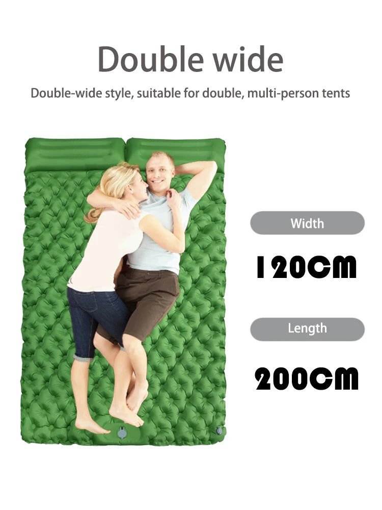 Outdoor Camping Double Inflatable Mattress Extra Wide Sleeping Pad Ultralight