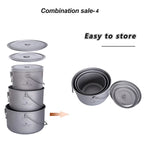 Boundless Voyage Titanium Kettle, Pot & Frying Pan Combo Set