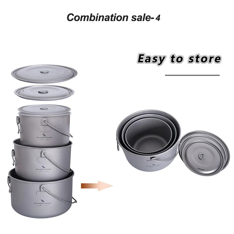 Boundless Voyage Titanium Kettle, Pot & Frying Pan Combo Set