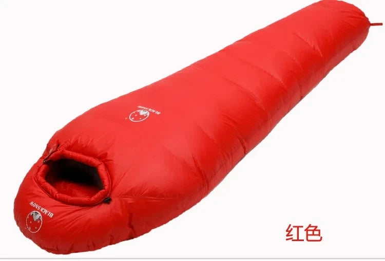 Black Snow Camping Goose Down Sleeping Bag Warm Down Filled Adult Mummy Style Sleep Bag 4 Seasons Camping Travel Sleeping Bag