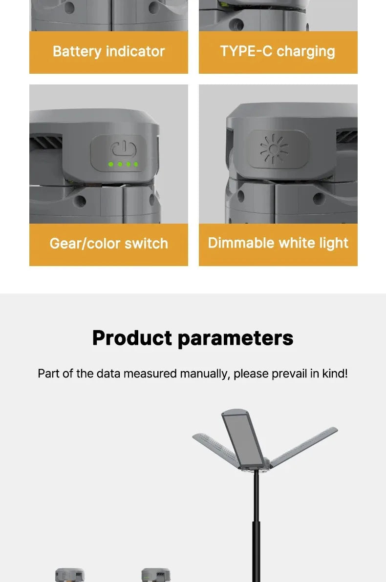 Folding Camping Light Portable Telescopic Lanterns USB Rechargeable 8000mAh Outdoor Waterproof Power Bank Lamp With Triangle Sta