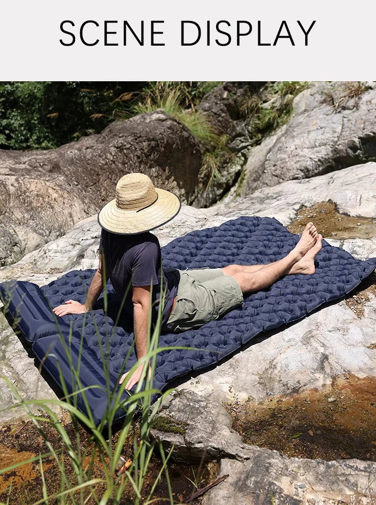Outdoor Camping Double Inflatable Mattress Extra Wide Sleeping Pad Ultralight