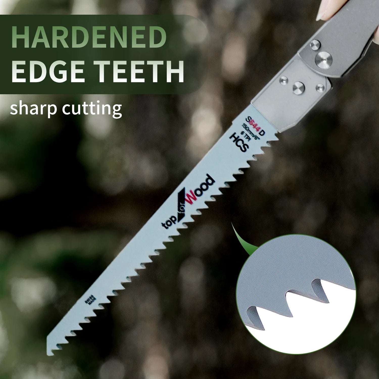 Safety Lock Folding Pocket Saw,6.8" Titanium Handle,High Carbon Steel Blade