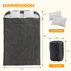 Adult Double Sleeping Bag With Pillow Warm Lightweight Portable Camping Gear