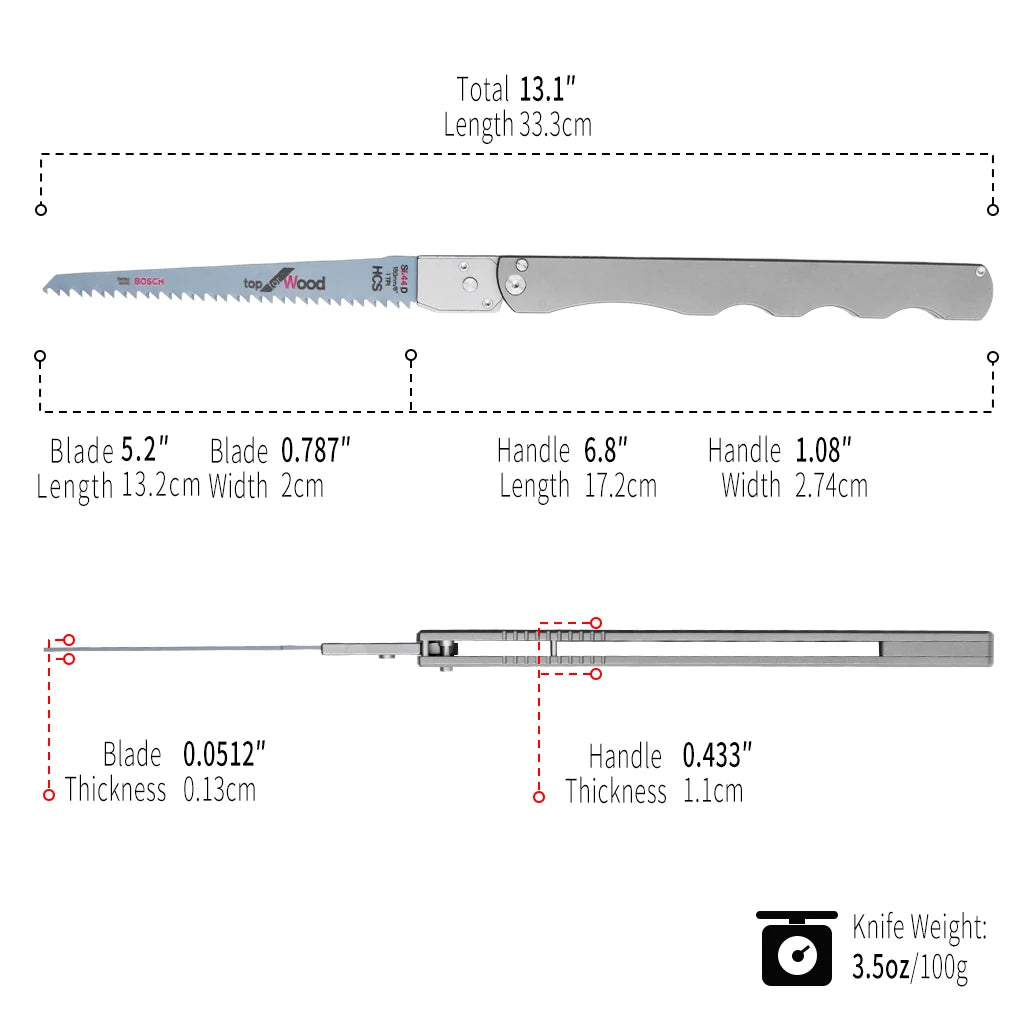 Safety Lock Folding Pocket Saw,6.8" Titanium Handle,High Carbon Steel Blade