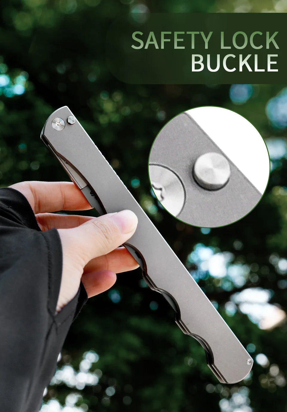 Safety Lock Folding Pocket Saw,6.8" Titanium Handle,High Carbon Steel Blade