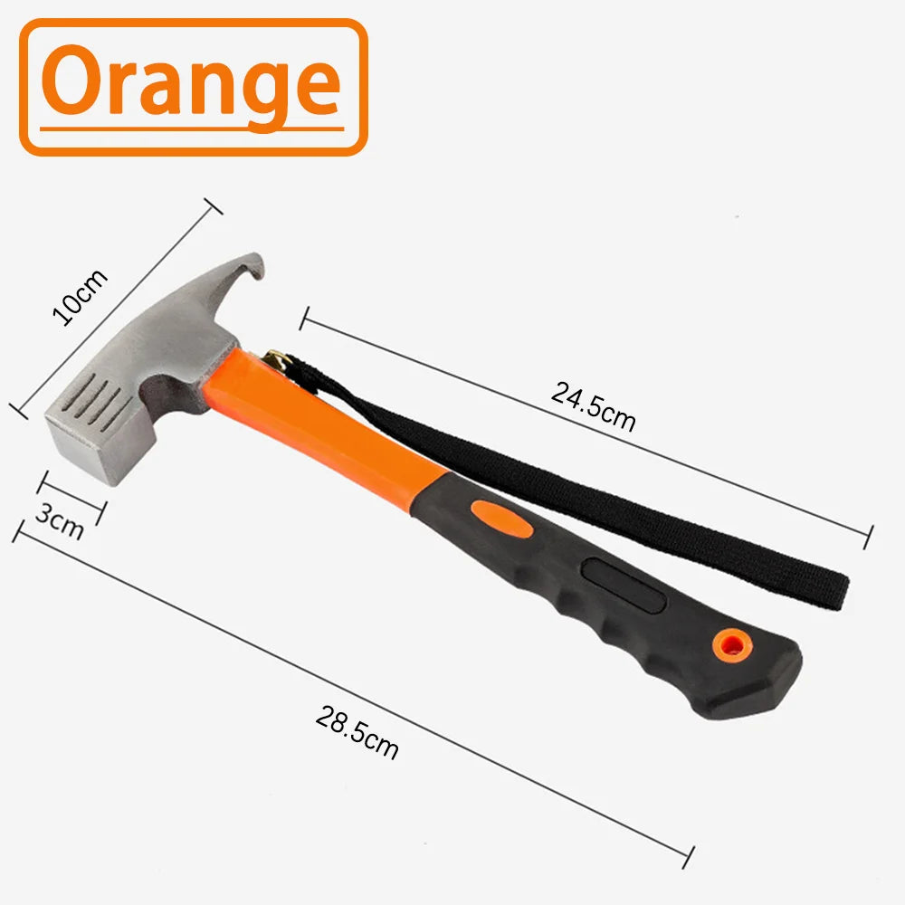 Portable Carbon Steel Camping Tent Hammer Multifunction Tool - Peg Stake Puller Mallet