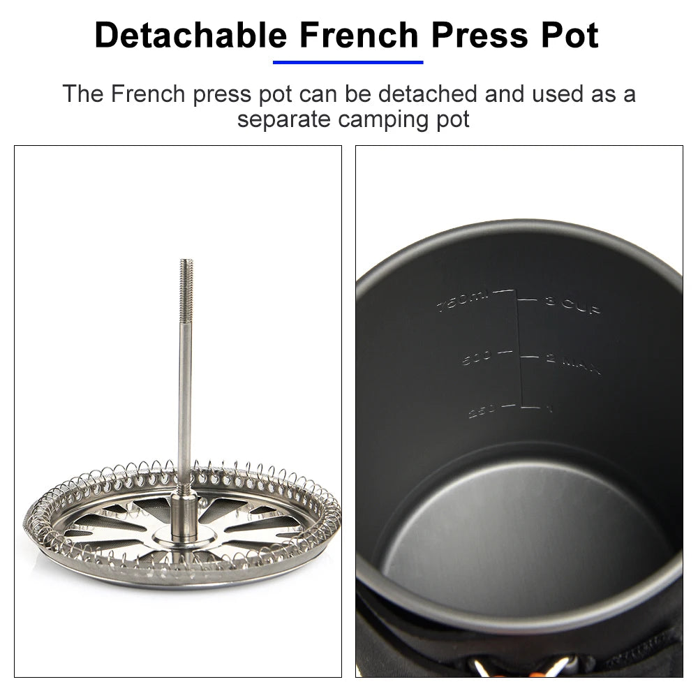 Widesea Camping Cooking System with Heat Exchanger Outdoor Gas Stove Burner Tourist Coffee Pot Cup