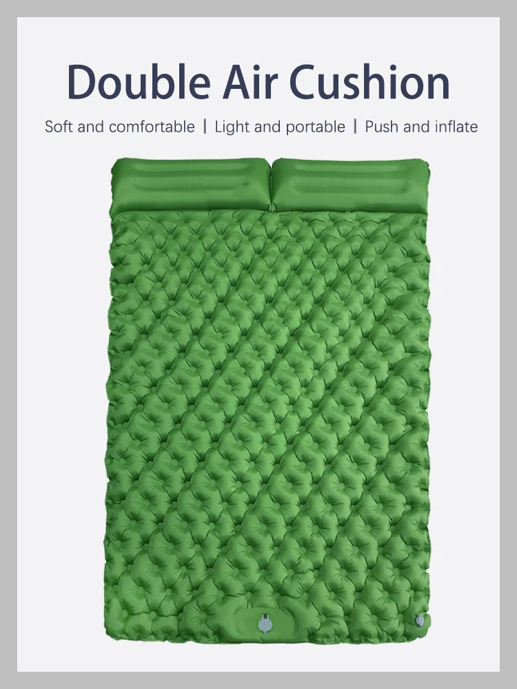 Outdoor Camping Double Inflatable Mattress Extra Wide Sleeping Pad Ultralight