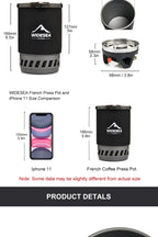 Widesea Camping Cooking System with Heat Exchanger Outdoor Gas Stove Burner Tourist Coffee Pot Cup