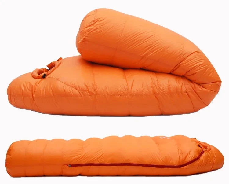 Black Snow Camping Goose Down Sleeping Bag Warm Down Filled Adult Mummy Style Sleep Bag 4 Seasons Camping Travel Sleeping Bag
