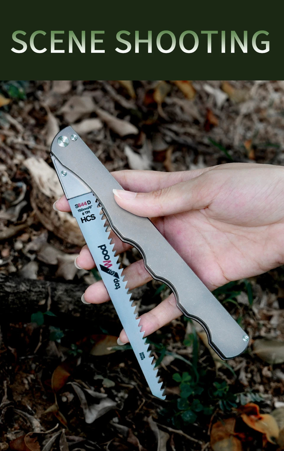 Safety Lock Folding Pocket Saw,6.8" Titanium Handle,High Carbon Steel Blade