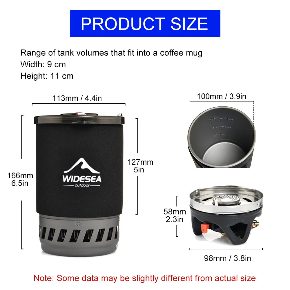 Widesea Camping Cooking System with Heat Exchanger Outdoor Gas Stove Burner Tourist Coffee Pot Cup