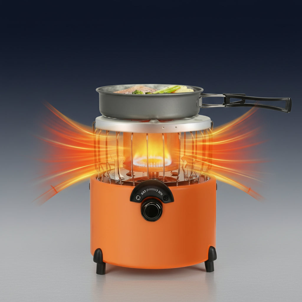 2-In-1 Portable Propane Heater & Camping Stove, 9000 BTU Outdoor Portable Heater, Adjustable Flames and Vents, Propane Stove for Patio, Ice Fishing, Backpacking, Hunting, Survival, Winter Storm Emergency Power Outage Heater