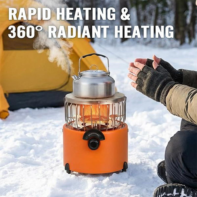 2-In-1 Portable Propane Heater & Camping Stove, 9000 BTU Outdoor Portable Heater, Adjustable Flames and Vents, Propane Stove for Patio, Ice Fishing, Backpacking, Hunting, Survival, Winter Storm Emergency Power Outage Heater