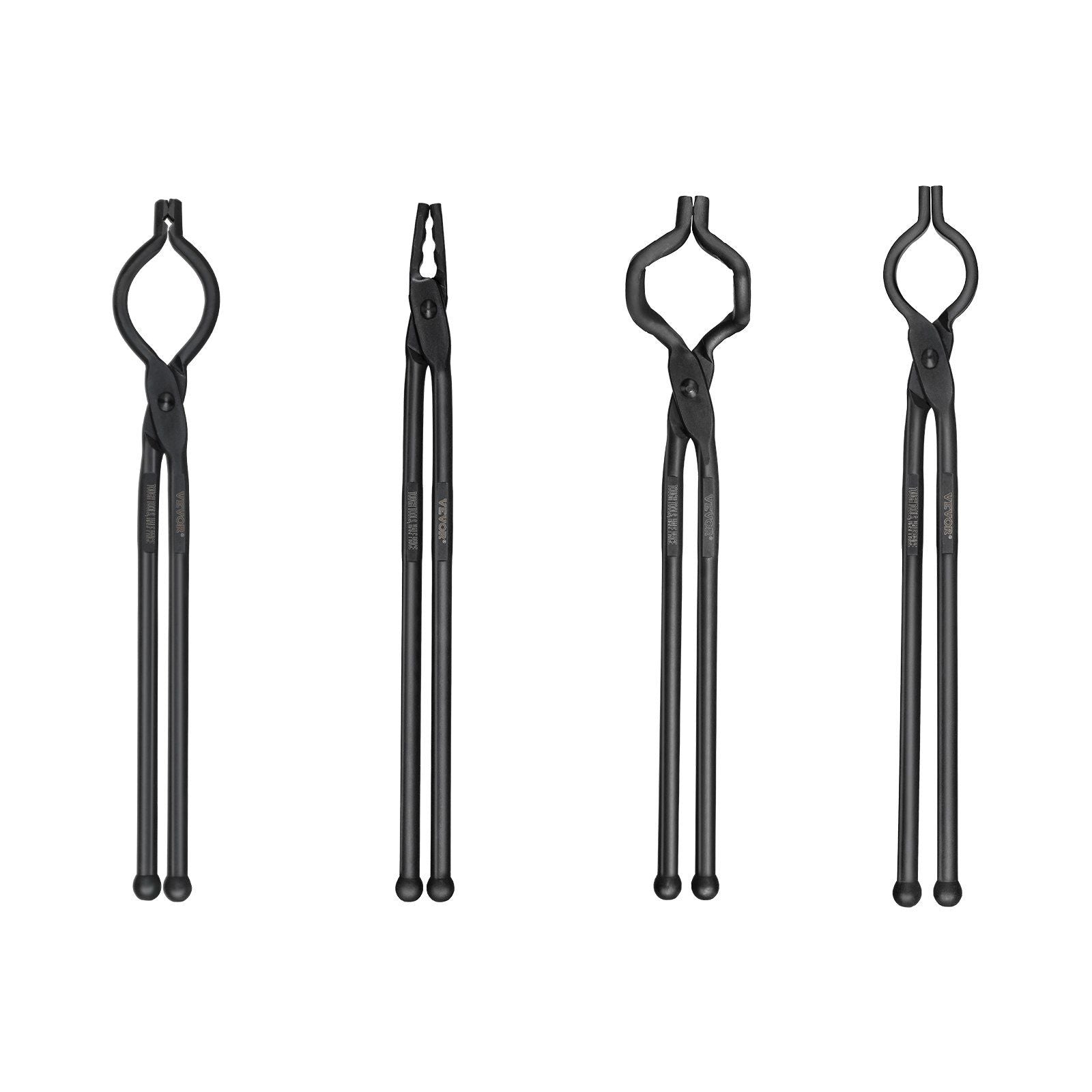 Blacksmith Tongs, 18' 4 PCS, Carbon Steel Forge Tongs with A3 Steel Rivets,