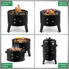 Outdoor Charcoal Smoker Grill – Portable Barrel BBQ Cooker Black