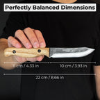 Hand-Forged Bushcraft Knife, 10 cm (3.9 in) Blade with Leather Sheath