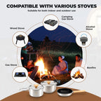 304 Stainless Steel 5-Piece Camping Cookware Set with Teflon Coating