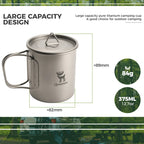 Pure Titanium Folding Mug Lightweight Durable with Lid for Outdoor Camping