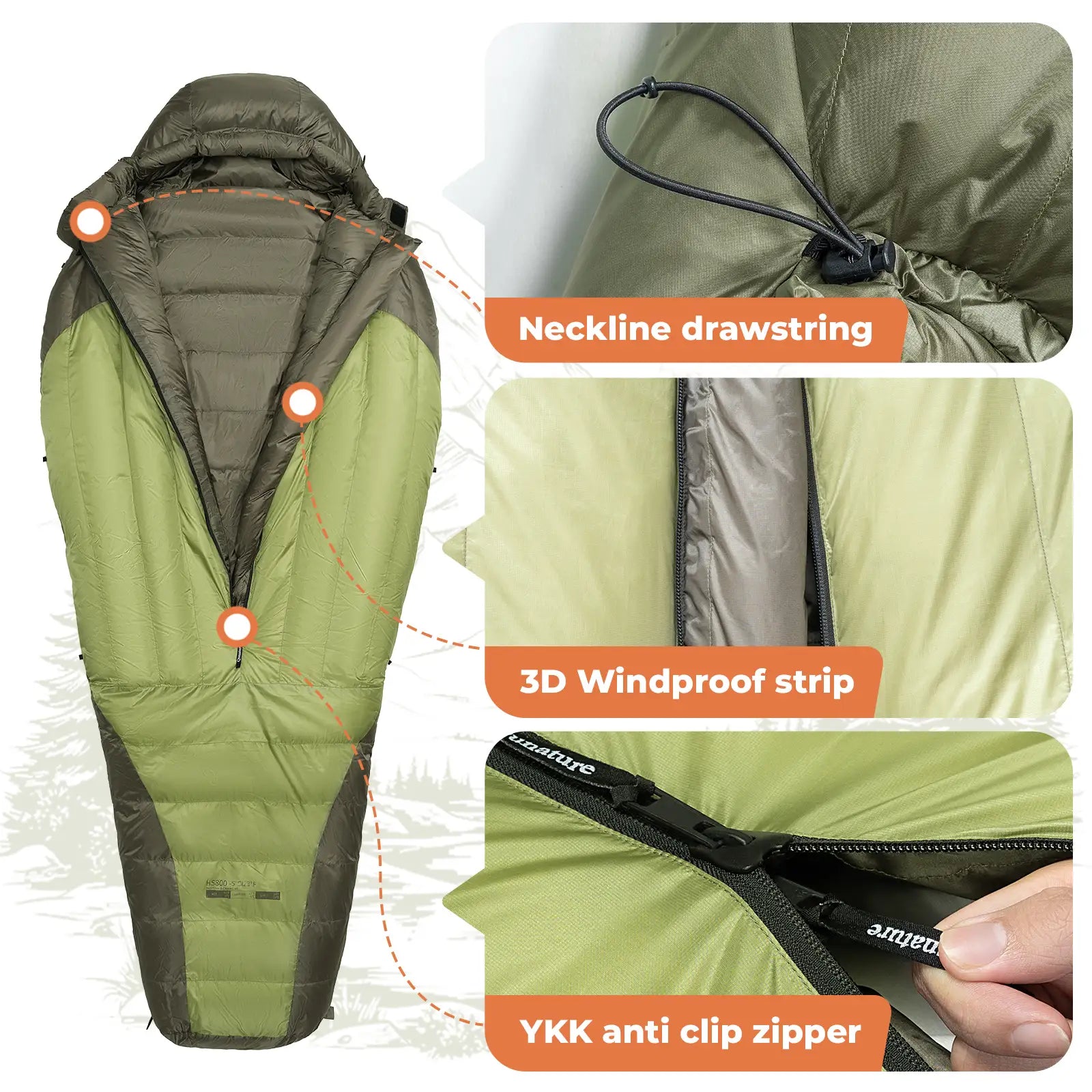 650 Fill Power Mummy Mixed Down Waterproof Sleeping Bag