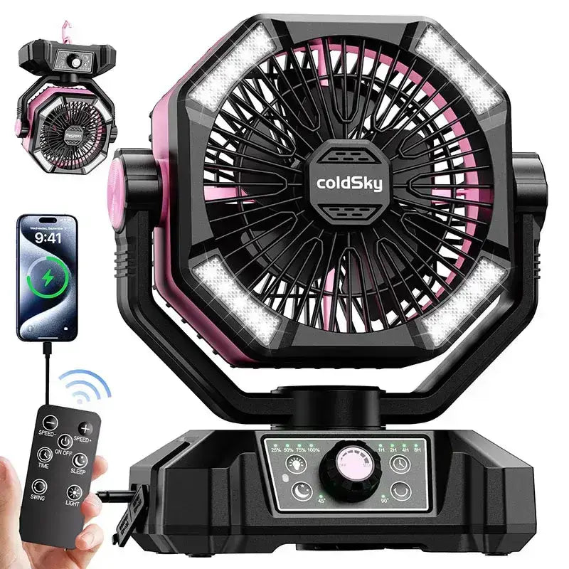 Rechargeable Portable Fan, 8 Speed, 4 LED Lantern, 20000mAh Battery