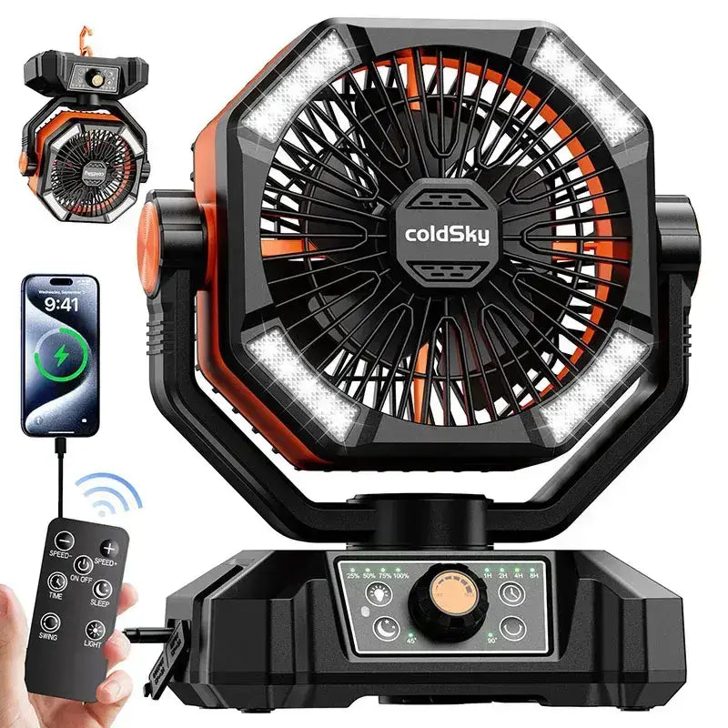 Rechargeable Portable Fan, 8 Speed, 4 LED Lantern, 20000mAh Battery