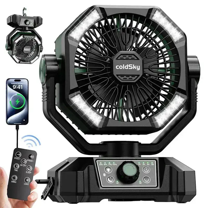 Rechargeable Portable Fan, 8 Speed, 4 LED Lantern, 20000mAh Battery